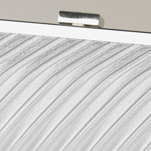 White Pleated Satin Evening Clutch